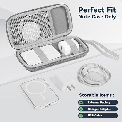 Case Compatible with Apple MagSafe Battery Pack, for MagSafe Magnetic Power Bank for iPhone 15/14/13, Extra Mesh Pocket Fits Power Adapter(Case Only,Gray)