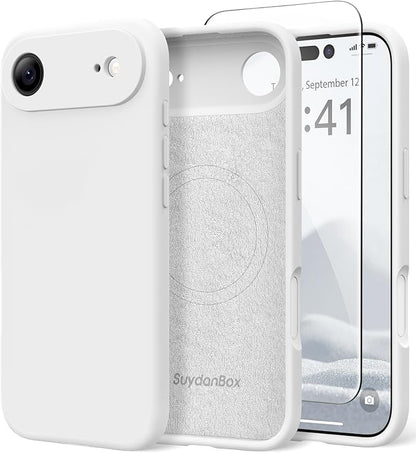 Magnetic for iPhone Air Case, Compatible with MagSafe, [Full Camera Protection][Screen Protector] Silicone Shockproof Protective Phone Case for iPhone 17 Air 6.5", White