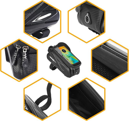 COTOUXKER Bike Frame Bag, Mountain Bike Phone Holder Bag for Road and Mountain Bikes Cycling Storage Bags
