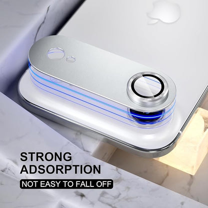Choiche Compatible for iPhone 17 Air Camera Lens Protector, Strong Adsorption Camera Cover with 9H Tempered Glass Lens Screen Protector Metal Ring Decoration Accessories 6.5-inch (Silver)