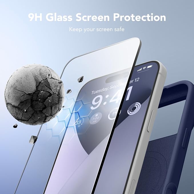 GONEZ Magnetic for iPhone 17 Pro Case, Compatible with MagSafe, [Screen Protector + Camera Lens Protector], Liquid Silicone Anti-Scratch Shockproof Protective Phone Case 6.3 inch, Midnight Blue