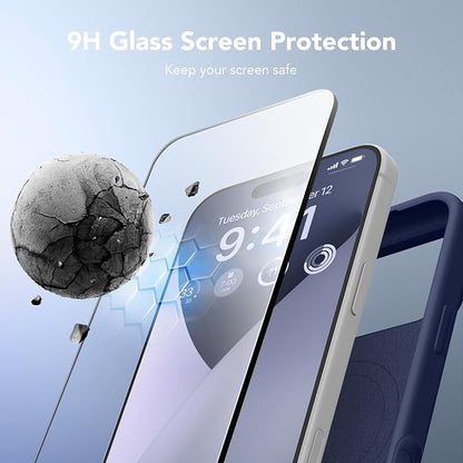 GONEZ Magnetic for iPhone 17 Pro Case, Compatible with MagSafe, [Screen Protector + Camera Lens Protector], Liquid Silicone Anti-Scratch Shockproof Protective Phone Case 6.3 inch, Midnight Blue
