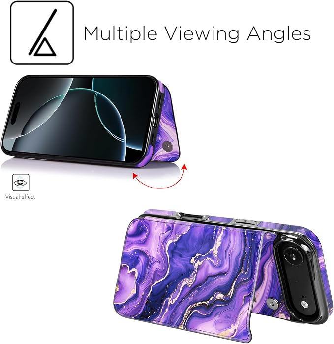 uCOLOR for iPhone 17 Air Wallet Case with Card Holder PU Leather RFID Blocking Design iPhone Air flip case for Women Men Magnetic Clasp Kickstand Design 6.5 inch (Amethyst Dreams)