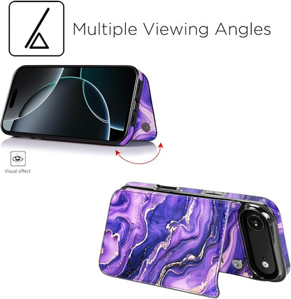uCOLOR for iPhone 17 Air Wallet Case with Card Holder PU Leather RFID Blocking Design iPhone Air flip case for Women Men Magnetic Clasp Kickstand Design 6.5 inch (Amethyst Dreams)
