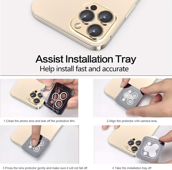 YWXTW [1 SET Camera Lens Protector Compatible with iPhone 12 Pro Max 6.7 inch, [Installation Tray] Aluminum Alloy Tempered Glass Camera Circle Cover