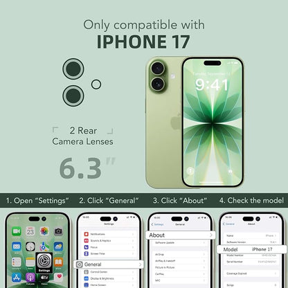 BERFY for iPhone 17 Case, Compatible with MagSafe, Built-in Glass Screen Protector, Camera Protection, Shockproof Full Body Phone case 6.3", Clear Green