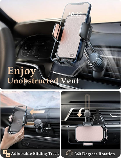 Phone Mount for Car Vent: [Never Blocking] Air Vent Cell Phones Holder for iPhone & Samsung Android Smartphone [Thick Cases Friendly] Hands-Free Auto Mobile Phone Stand (Pink)