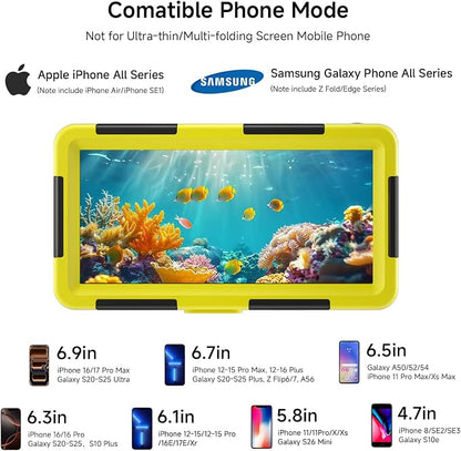 Underwater Phone Case for Snorkeling, [50ft/15M] Professional Deep Diving Waterproof Phone Case for iPhone 17-7 Pro/Pro Max/Plus/Mini, 16/17E, SE 2/3, Galaxy S10-S25 Plus/Ultra, A21-A56 [Yellow]