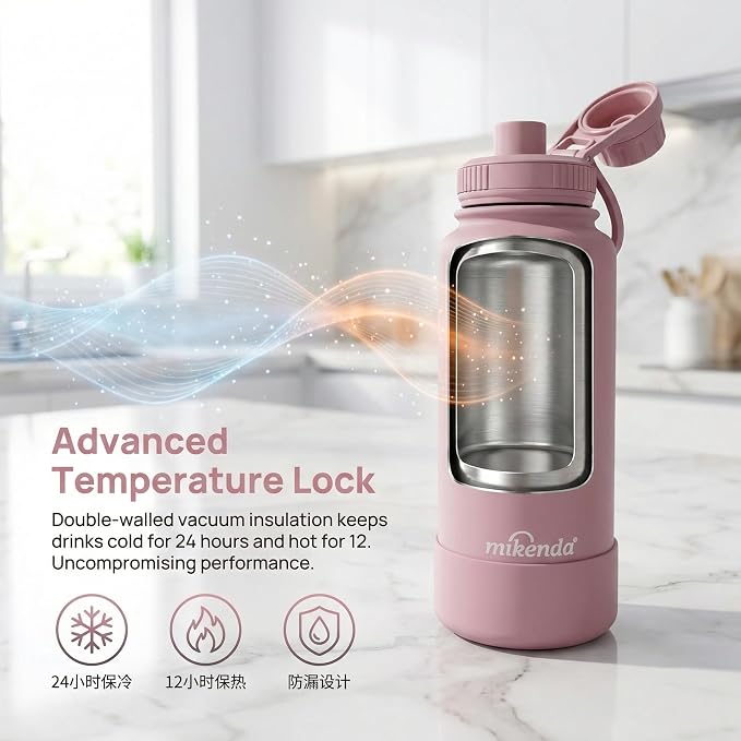 32oz Insulated Tumbler with Magnetic Phone Holder, Gym Water Bottle | Leak Proof Lid, 24hr Cold & 12hr Hot, Non-Slip Base | Travel Mug, Reusable & Eco-Friendly (light pink, 32, ounces)