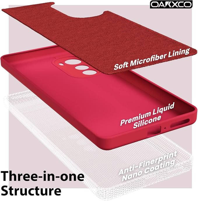 oakxco for Moto Edge Plus 2022/Edge Plus 5G UW 2022 Phone Case Liquid Silicone, Cute Thin Slim Soft Rubber TPU Plain Smooth Gel Cover for Women Girl, Matte Solid Protective & Shockproof,Red