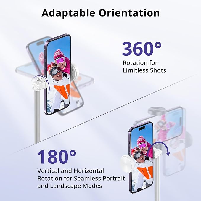 ATUMTEK 68.5" Selfie Stick Tripod, Extendable Aluminum Tripod with Rechargeable Bluetooth Remote, Compatible with iPhone and Android Smartphones, Perfect for Travel, Vlog, Video and Photo, White