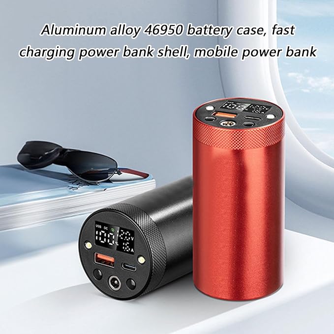 Mjaie Lightweight Aluminum Powerbank Shell Impacts 46950 Battery Case Easy Replacement for Outdoor Activities Aluminum Alloy Case
