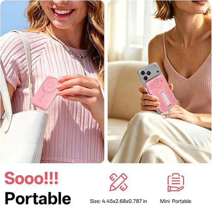 Q Magnetic Wireless Portable Charger 10,000mAh, Travel Essentials Power Bank with Built-in Cables & Foldable Stand, External Battery Pack Compatible with iPhone 17/16/15/14/13/12, Apple Watch