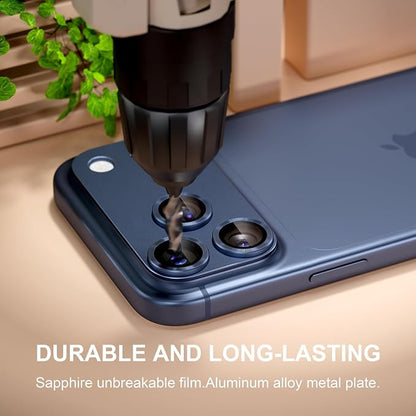 beuxece Compatible for iPhone 17 Pro Camera Lens Protector, Matte Metal Tempered Glass Rear Camera Screen Cover Accessories [Military Grade Shatterproof] [Strong Adsorption] - Blue