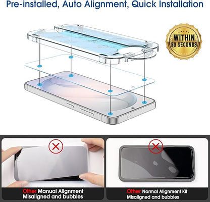 amFilm Auto-alignment OneTouch for Samsung Galaxy S26+ Plus 6.7'' Screen Protector + Camera Lens Protector, Tempered Glass, 30 seconds Installation, Bubble Free, Case Friendly, Anti-Scratch 2+2 Pack