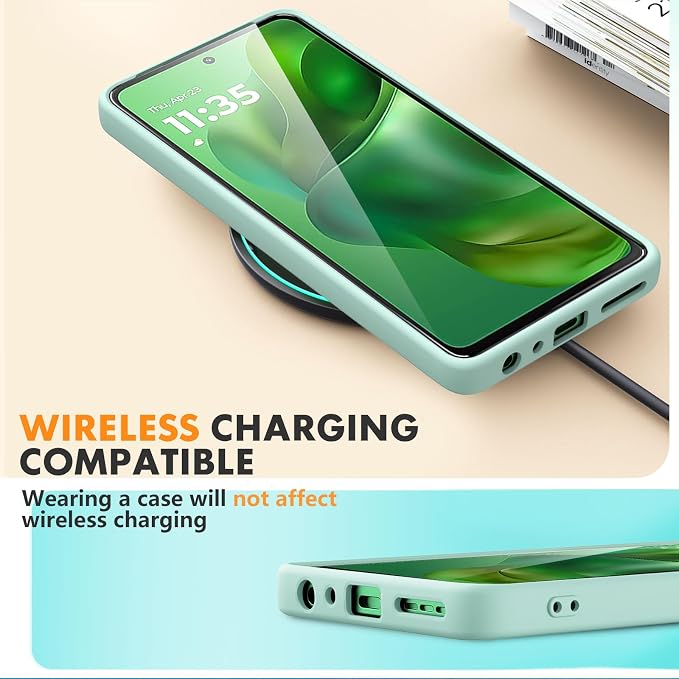 Case for Motorola Moto G Power (2025), 2 Pack Tempered Glass Screen Protectors, Soft TPU Silicone Shockproof Case-Mint