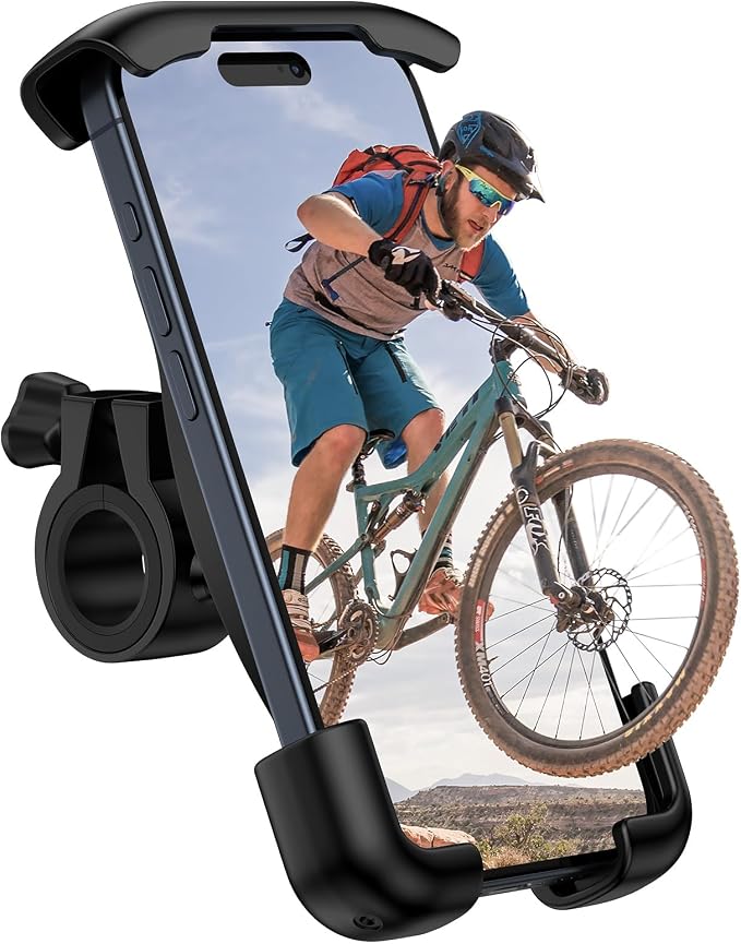 Bike Phone Holder, Motorcycle Phone Mount 360°Rotatable Handlebar Cell Phone Clamp Scooter Phone Clip for iPhone 17 Pro Max/17e/16/15/14/13,Galaxy S26 Ultra/S25/A17/A16/A57 and More 4.7"-7.3" Phones