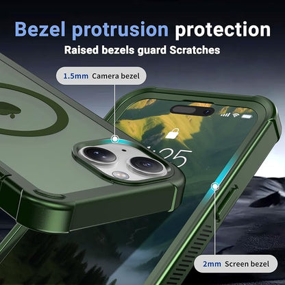 jaroco Magnetic for iPhone 15 Case, [Compatible with MagSafe][Military Grade Drop Protection][Heavy Duty Protection][Non-Slip][Shockproof] 2-Layer Durable Bumper Phone Case 6.1''-Army Green