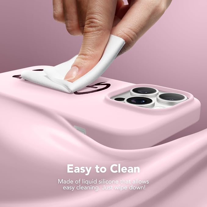 GONEZ for iPhone 14 Pro Case, Compatible with Magsafe, with Screen Protector + Camera Lens Protector, Soft Anti-Scratch Microfiber Lining, Shockproof Liquid Silicone Phone Cover, Pastel Pink