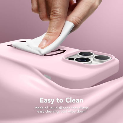 GONEZ for iPhone 14 Pro Case, Compatible with Magsafe, with Screen Protector + Camera Lens Protector, Soft Anti-Scratch Microfiber Lining, Shockproof Liquid Silicone Phone Cover, Pastel Pink