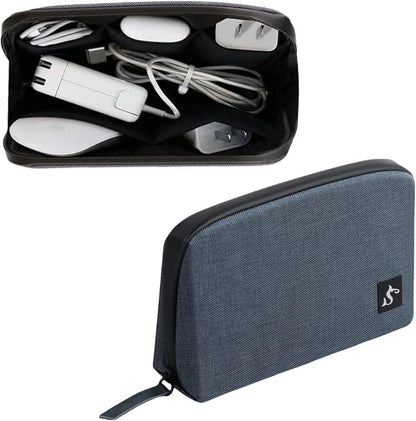 Small Electronics Organizer Travel Case, Cord and Cable Tech Bag Pouch | Compact soft tech Bag pouch for cables cords chargers earbuds and slim power bank water-resistant for travel, cruise and work