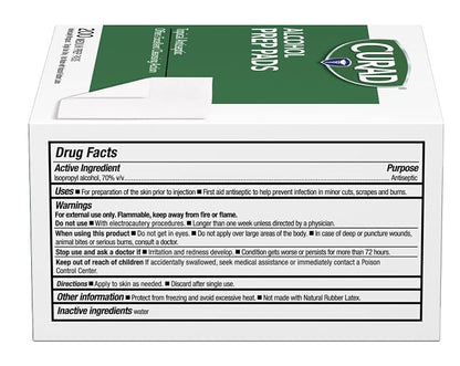 Curad Alcohol Disinfectant Prep Pads, 2-ply, Medium Size, 200 Count (Pack of 2)