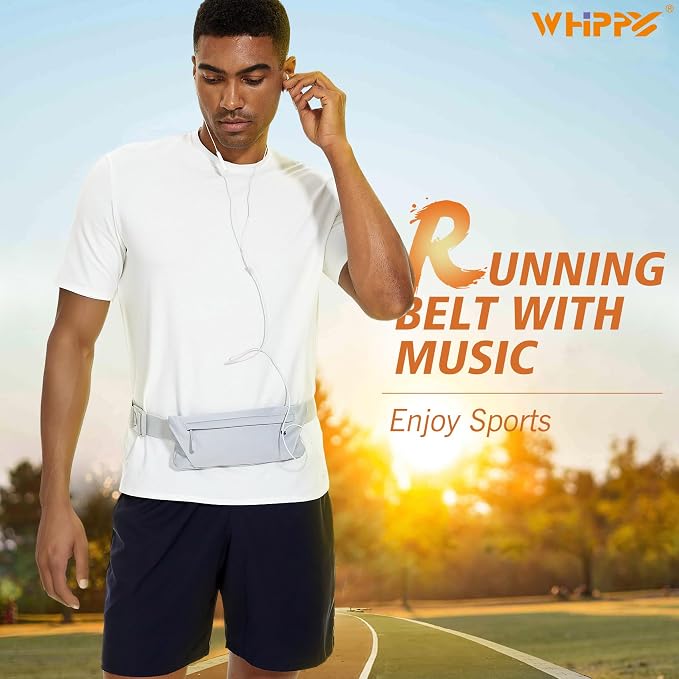 WHIPPY Slim Running Belt Fanny Pack for Women Men Elastic Runners Belt Waist Pouch Chest Bag Phone Holder Waist Pack for Running Hiking