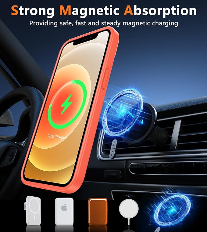 FNTCASE for iPhone 12 Phone Case: for iPhone 12 Pro Magnetic Matte Textured Military Grade Drop Protection Translucent Cell Phone Cover - Slim Durable Shockproof Protective Bumper