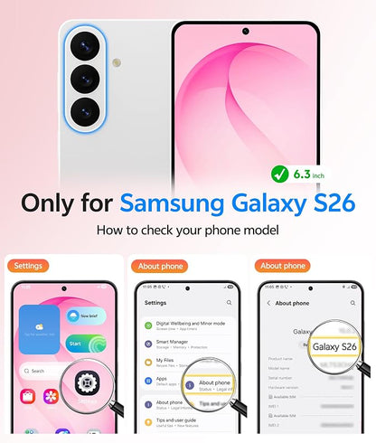 FNTCASE for Samsung Galaxy S26 Case, Fit for Magsafe, with Screen Protector | Full Camera Protection, Translucent Matte, 14FT Military Grade Drop Proof, Shockproof Protective Phone Cover, Hot Pink