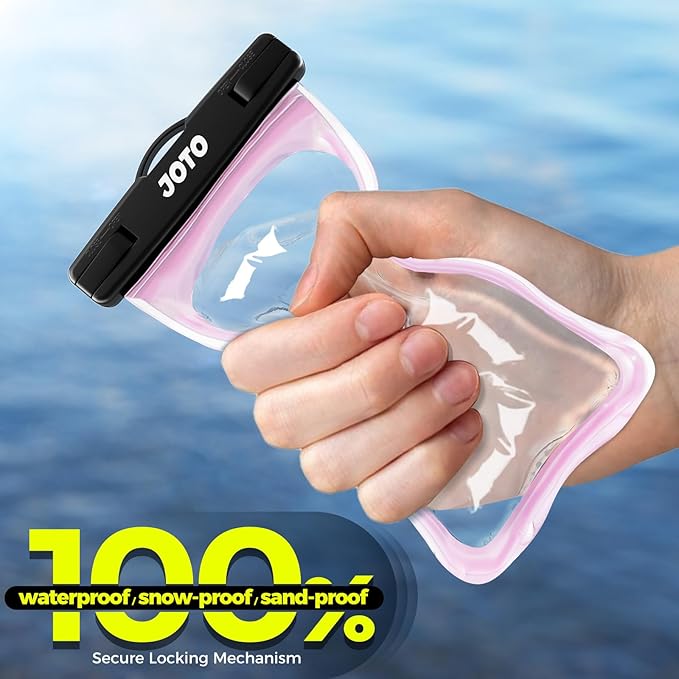 JOTO 2 Pack Waterproof Phone Pouch Case Up to 7", IPX8 Underwater Phone Case Cellphone Dry Bag for iPhone 17/Air 16 15 14 13 12 Pro Max Xs Max XR X 8 7 6S Plus SE/Galaxy S24 S23 S22 -Clearpink