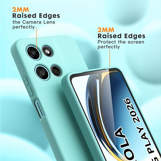 for Motorola Moto G 2026/G Play 2026 Case, 2 Pack Tempered Glass Screen Protectors, Soft TPU Liquid Silicone Shockproof Gel Cover-Ice Blue
