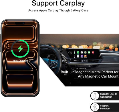 Battery Case for iPhone 17 Pro,Upgraded 10000mAh High Capacity Rechargeable Portable Extended Charger Case Wireless Charging Compatible with iPhone 17 Pro(6.3 inch) Charging Cover & Carplay (Black)