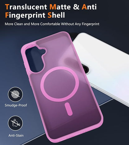 FNTCASE for Samsung Galaxy A36-5G Case: for Galaxy A56 5G Case Magnetic Translucent Matte Shockproof Slim Phone Cover - Military Grade Drop Proof Hard Back Anti-Fingerprint Protective Case - 6.7 inch