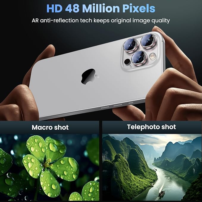 Uyiton for iPhone 17/16/15/14 (Pro Max & Pro) Camera Lens Protector - [Case-Friendly][Ultra-Thin] Military-Grade Tempered Glass Metal Camera Cover, Easy to Install, Gearwheel Silver+Red