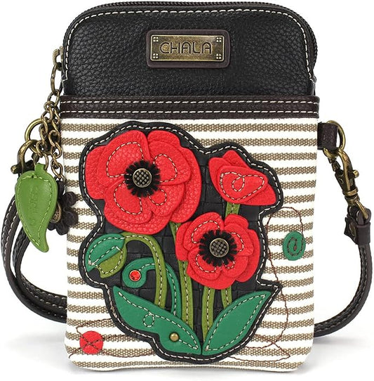 CHALA Plant Life Collection Cell Phone Crossbody Purse-Women PU Leather/Canvas Multicolor Handbag with Adjustable Strap