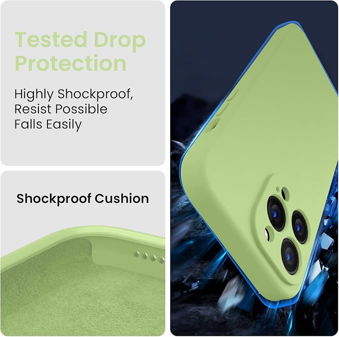 FireNova Designed for iPhone 14 Pro Case, Silicone Upgraded [Camera Protection] Phone Case, Soft Anti-Scratch Microfiber Lining Inside, 6.1 inch, Tea Green