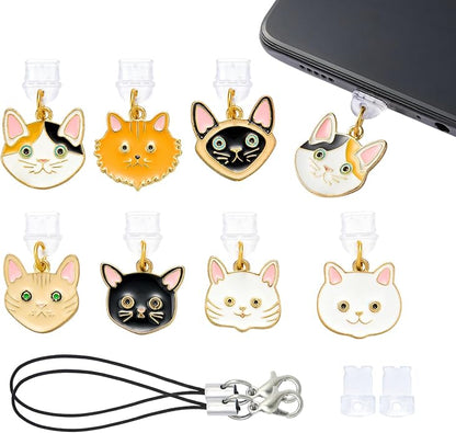 7-10Pcs Dust Plug Charm Type C with Alloy Pendants Cute Cell Phone Charms for Most Type C Phone,Readers Device