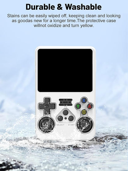Silicone Protective Case for Anbernic R36S Game Console, Full-Body Protective Cover with Precise Cutout, Shockproof Dustproof Protector Sleeve & Scratch-Resistant Sleeve (White)
