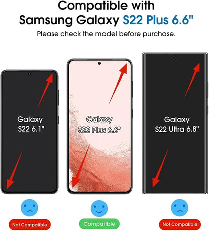 amFilm OneTouch Screen Protector for Samsung Galaxy S22 Plus 6.6 inch, Samsung Galaxy S22 + 6.6 inch, 9H Hardness with Camera Lens Protector, Bubble Free, Tempered Glass, 2 Pack