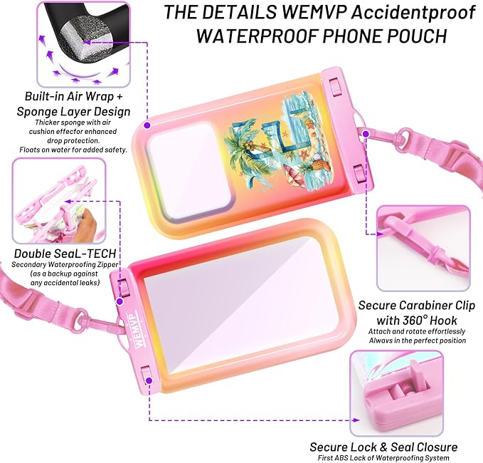 Personalized Initial Waterproof Phone Pouch Case - IPX8 Cellphone Dry Bag with Lanyard for iPhone 16/15/14/13/12 Pro Max (6.1–6.9"), Beach & Cruise Ship Essentials with Monogrammed Design (Pink, E)