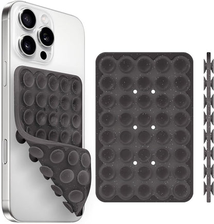 Silicone Suction Cup Phone Case Mount Double Sided, Phone Accessories Hands-Free Strong Grip Holder for Selfies and Videos (Black Glitter)