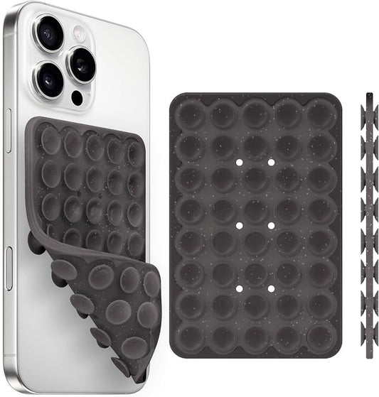 Silicone Suction Cup Phone Case Mount Double Sided, Phone Accessories Hands-Free Strong Grip Holder for Selfies and Videos (Black Glitter)