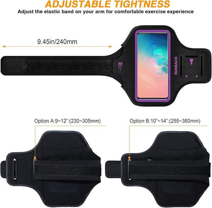 Armband for Samsung Galaxy S26/S25/S24/S23/S22/S21/S20/S10/S9/S8 up to 6.2",Water Resistant Running Exercise Gym Bag with Card Slot and Key Holder (Purple)