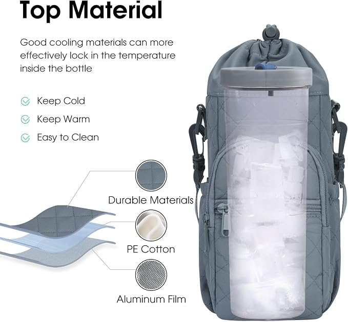 sportsnew Water Bottle Holder with Strap 32oz 40oz Insulated Water Bottle Carrier Sling Bag with Phone Pocket Crossbody