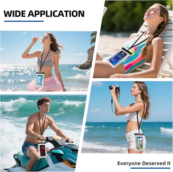 Waterproof Phone Pouch, IP68 Floating Waterproof Phone Case, Dry Bag Beach Essentials with Adjustable Lanyard for iPhone 16 Pro Max /15 Pro/Galaxy S24 S23, Up to 7.0'', Flash Silver, 1 Pack
