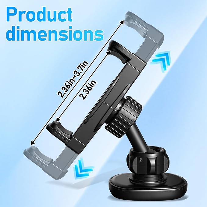 Gym Phone Holder 360 Rotation Golf Cart Phone Mount Magnet Phone Holder for Gym Fit 4.7-7 Inch Smartphone Gym Accessories for Women Men (Curved clamp Head Double Magnetic Attraction Type)