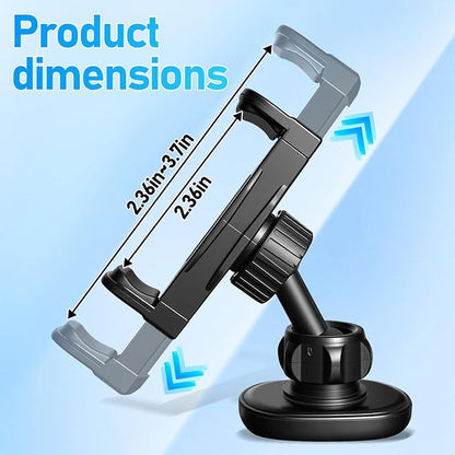 Gym Phone Holder 360 Rotation Golf Cart Phone Mount Magnet Phone Holder for Gym Fit 4.7-7 Inch Smartphone Gym Accessories for Women Men (Curved clamp Head Double Magnetic Attraction Type)
