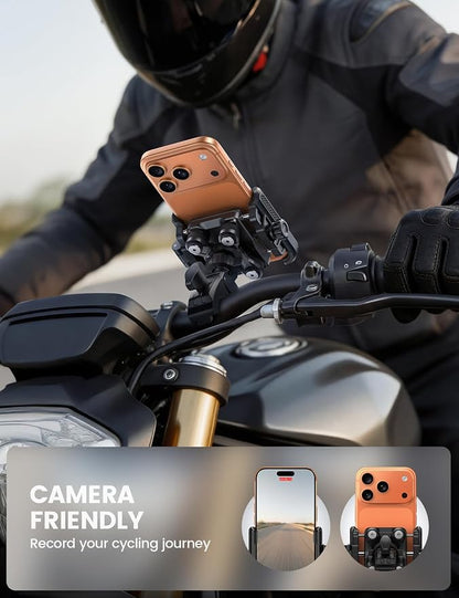 Lamicall Motorcycle Bike Phone Mount - [Upgrade Vibration Dampener] [Camera Friendly] Bike Phone Holder Handlebar Clamp, Bicycle Cell Phone Mount, iPhone 17 16 Pro Max, Galaxy S25 Ultra, 6-7.2" Phones