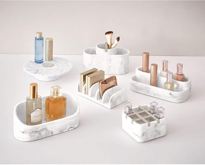iDesign Dakota 2-Tier Makeup and Cosmetic Storage Bathroom, Countertop, Vanity, 8" x 3.9" x 2.54", Palette Organizer