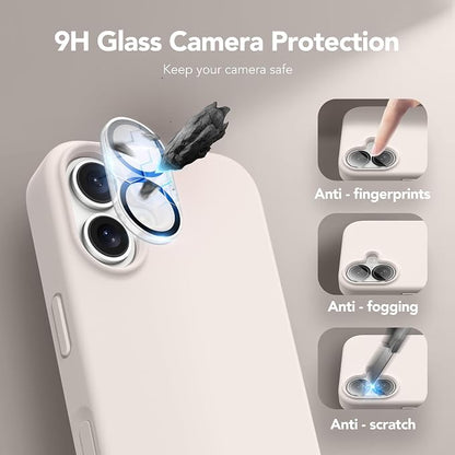 GONEZ Magnetic for iPhone 17 Case, Compatible with MagSafe, [Screen Protector + Camera Lens Protector], Liquid Silicone Anti-Scratch Shockproof Protective Phone Case 6.3 inch, Stone